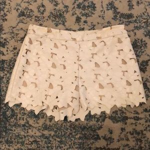 Alice and olivia white leather shorts